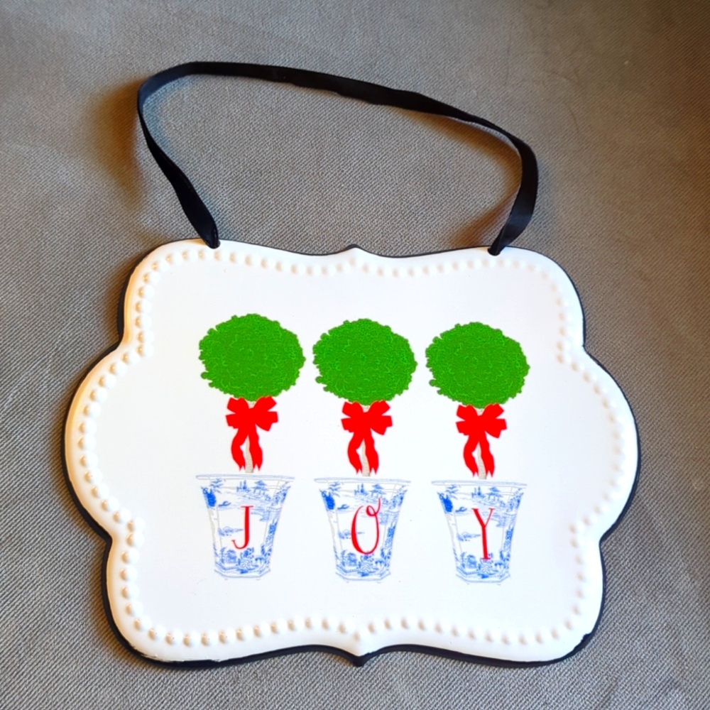 Enamel Joy Topiary Sign
